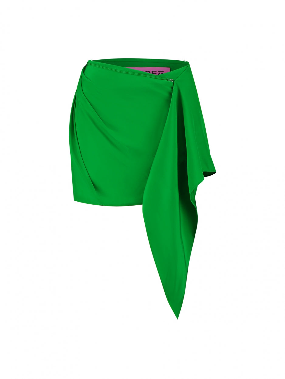 green silk mini skirt