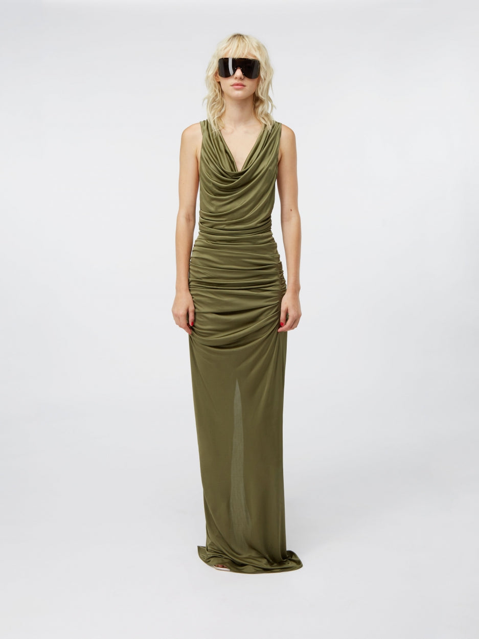 long maxi green sheer dress
