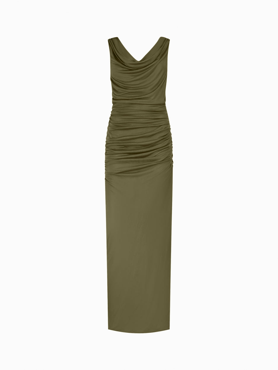 long maxi green sheer dress