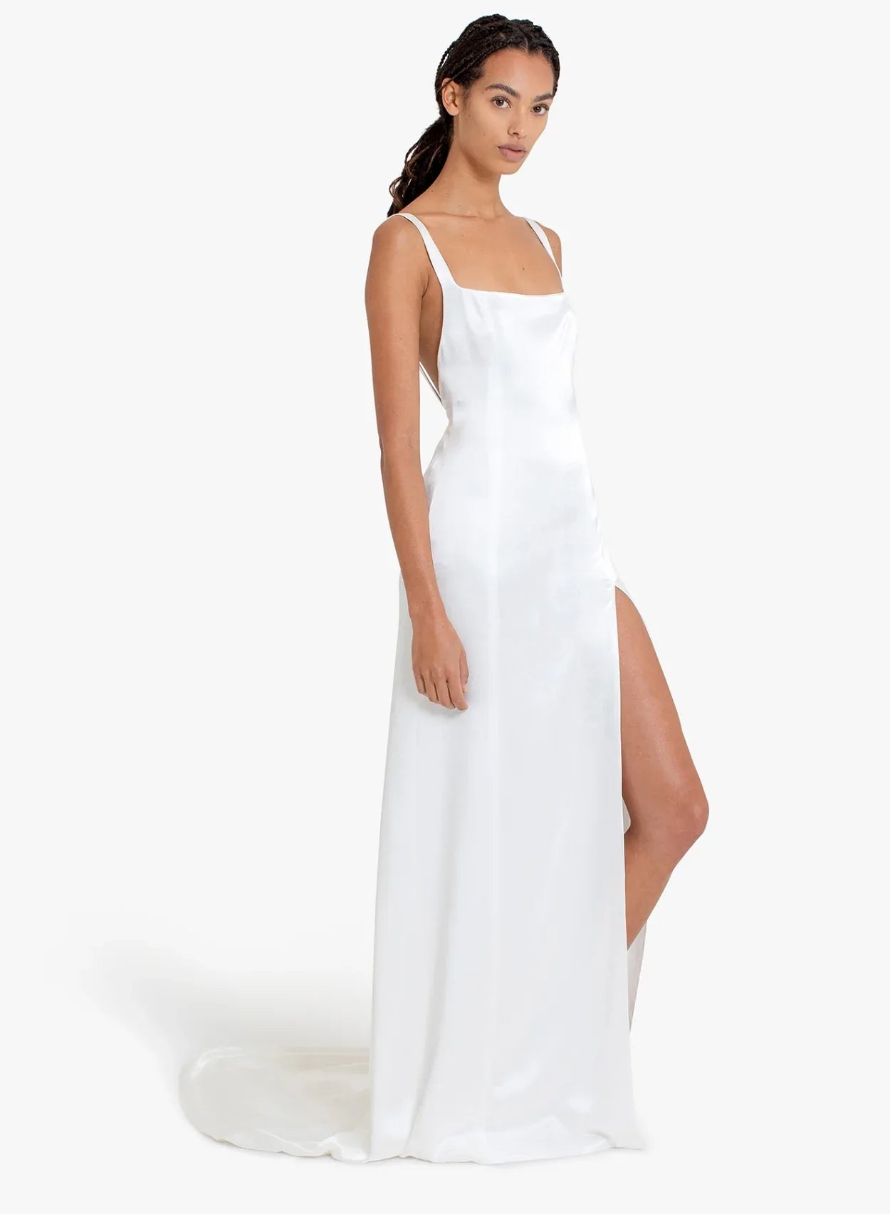 scoop neck satin maxi dress After Six Women's Square Neck Satin Charmeuse Column Gown - Green