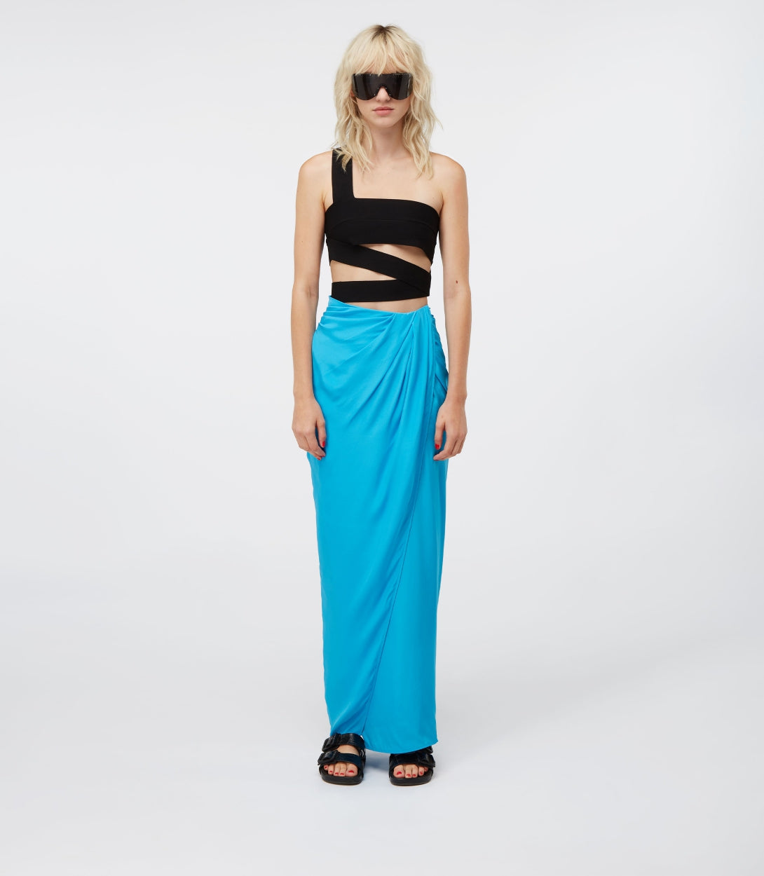 blue long maxi skirt