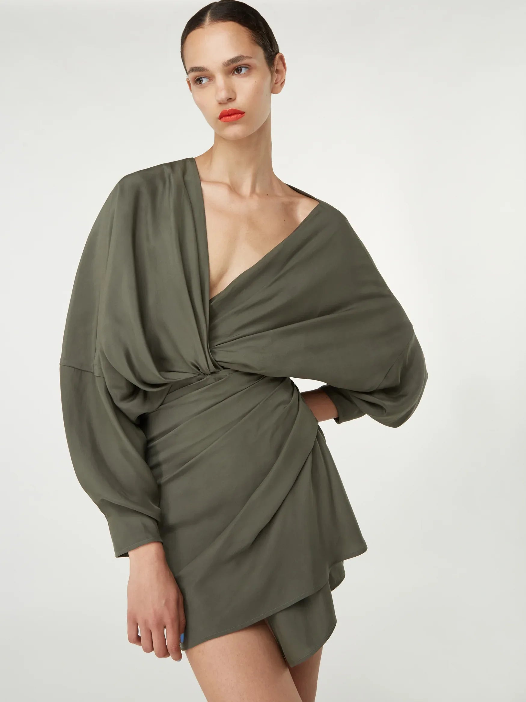 Asuka Camouflage Draped Silk Mini Dress | GAUGE81 GAUGE81 Asuka Camouflage Draped Silk Mini Dress | GAUGE81 GAUGE81
