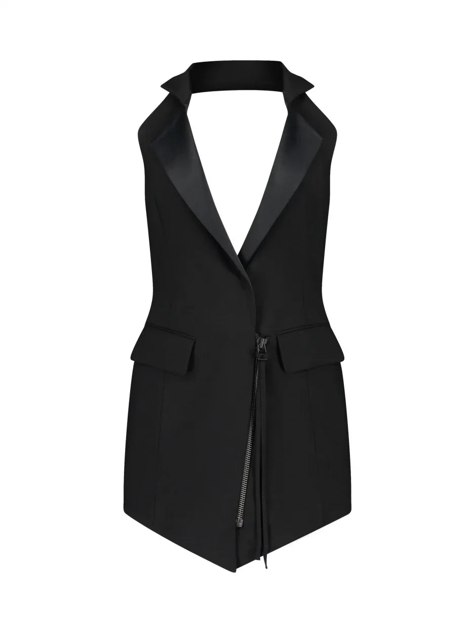 black tuxedo mini dress Black & White Sequin Tuxedo Mini Dress Black And White / 6