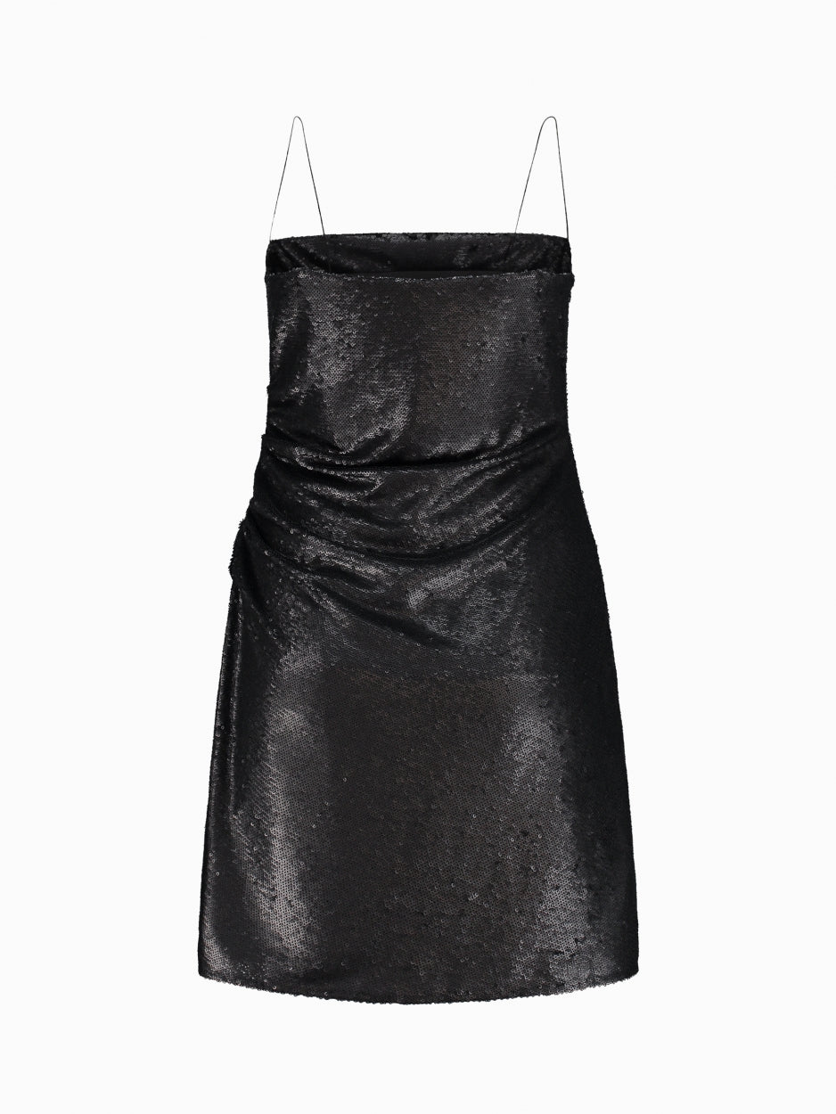 black mini sequin dress