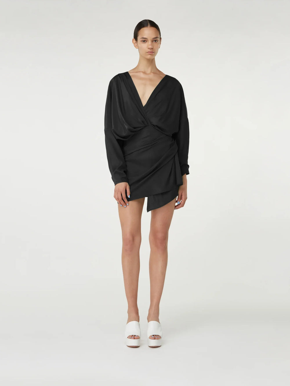 Asuka Black – Draped Silk Mini Dress