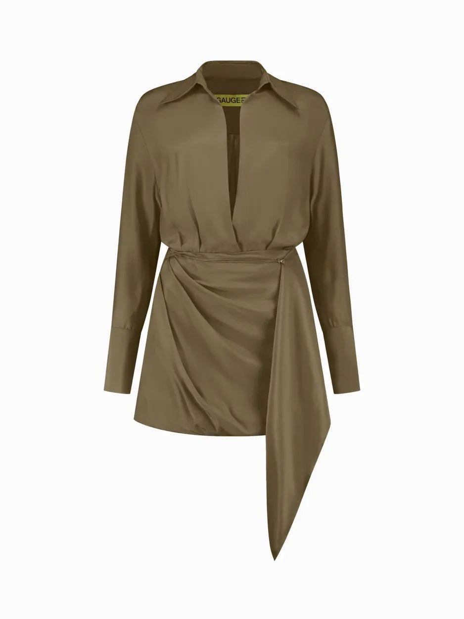 GAUGE81 - Gravia Draped Wrap-effect Silk Crepe de Chine Mini Shirt Dress - Green - EU 34 - Net a Porter GAUGE81 - Gravia Draped Wrap-effect Silk Crepe de Chine Mini Shirt Dress - Green - EU 34 - Net a Porter