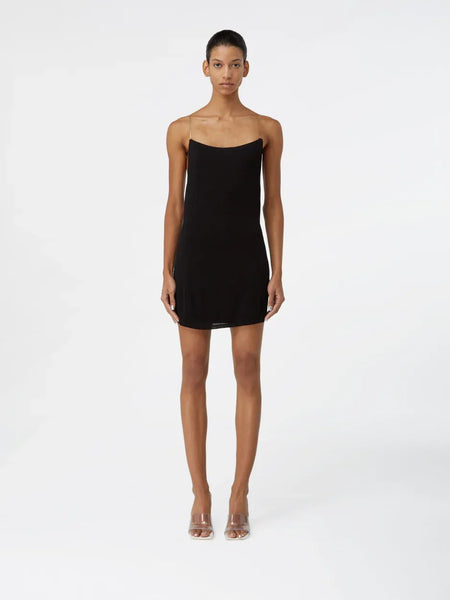 hara mini dress Hira Short Black – Strappy Silk Mini Dress