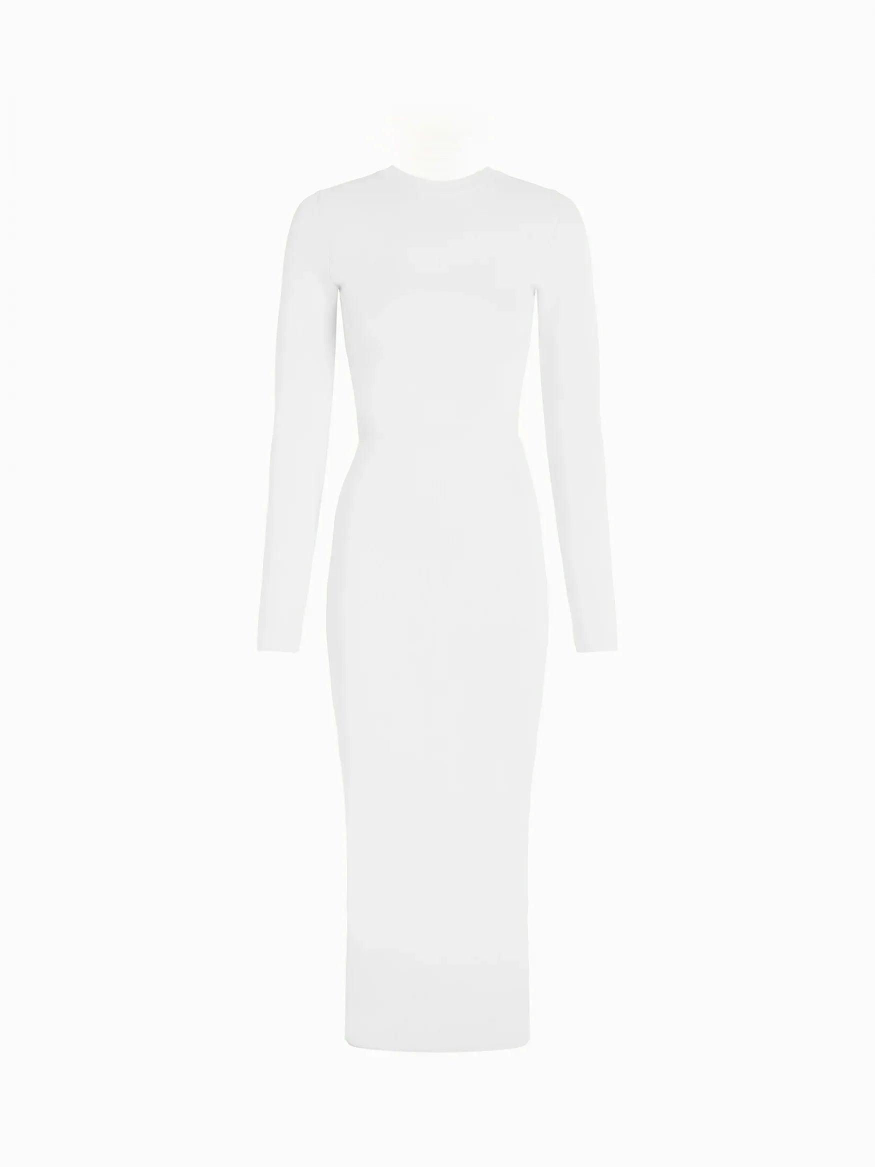 Huela White Rayon Blend Fitted Long Dress | GAUGE81 White / 34 Huela White Rayon Blend Fitted Long Dress | GAUGE81 White / 34
