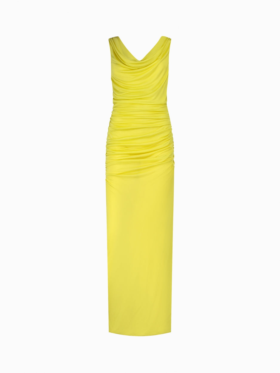 long maxi yellow sheer dress