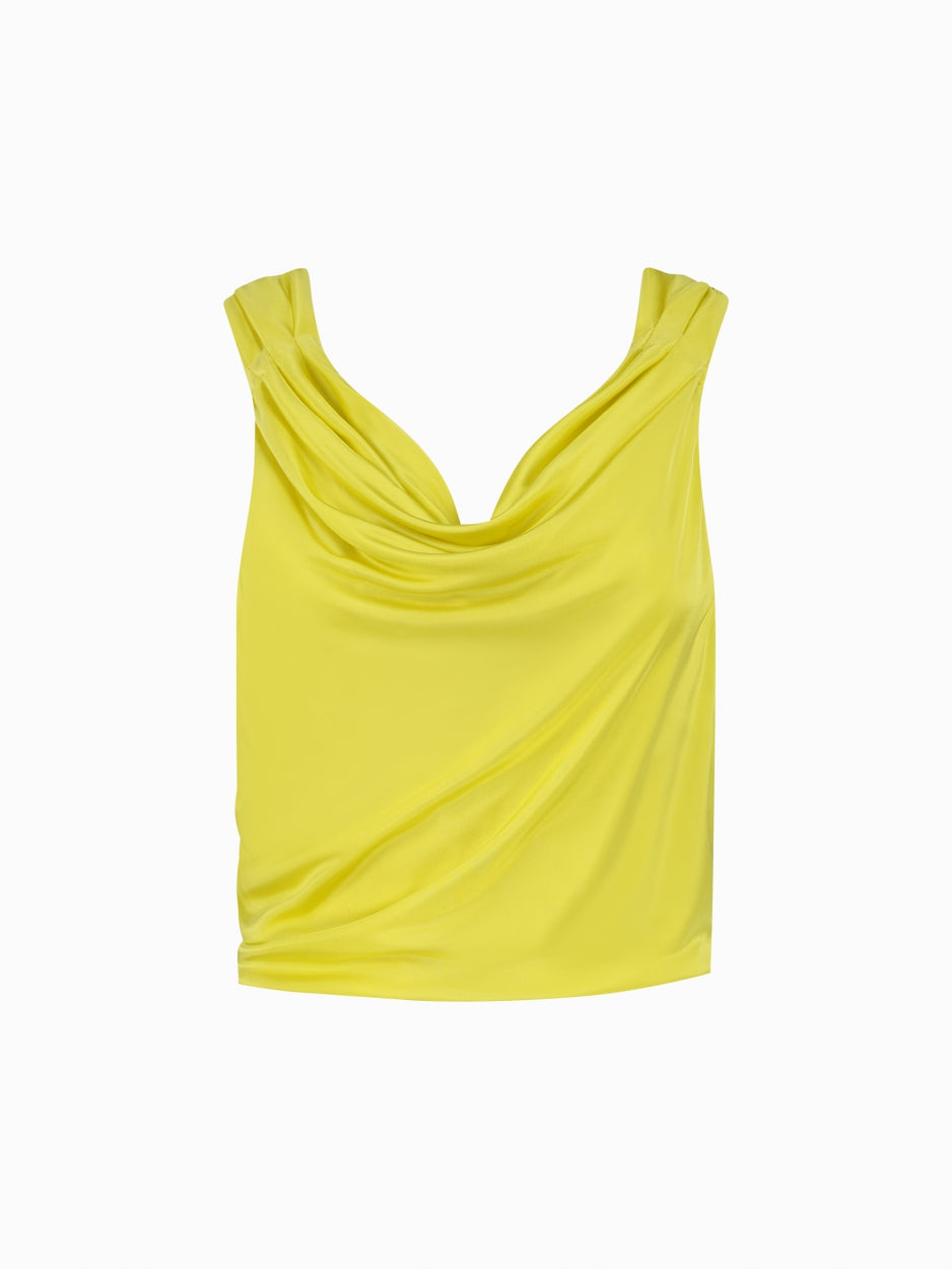 yellow draped top