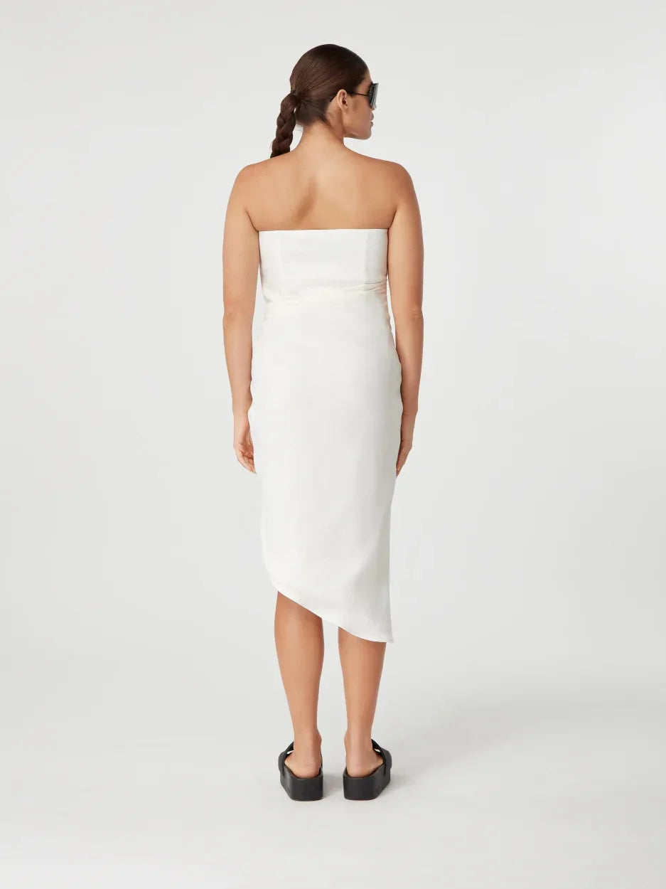 white strapless midi dress Lica Midi Linen Ivory – Strapless Linen Midi Dress