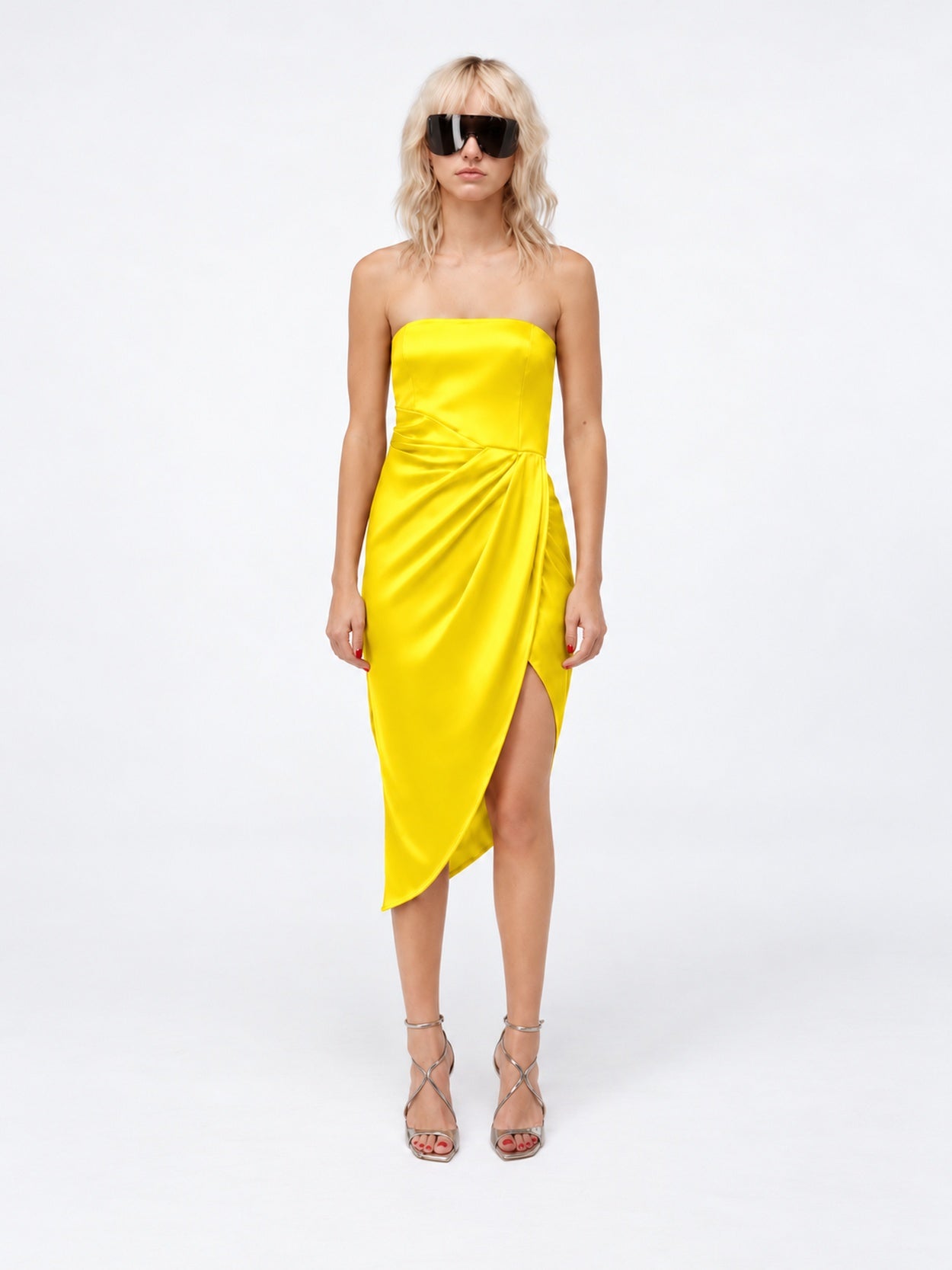 Lica Lemon – Strapless Silk Midi Dress