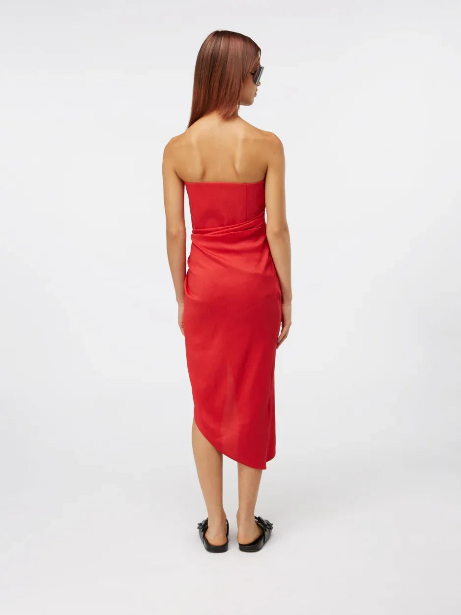 red strapless linen dress Rhodesmosaic