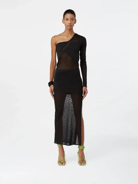 ワンピース Sara lacey long dress AM1881 Loralai Black – One Shoulder Recycled Yarn Maxi Dress | GAUGE81