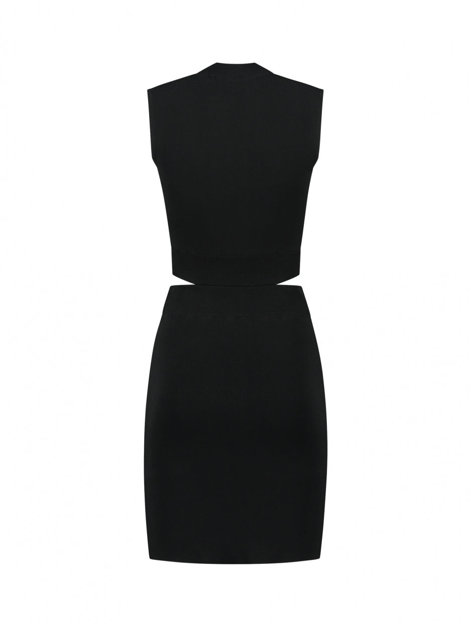 black bodycon dress with cut outs