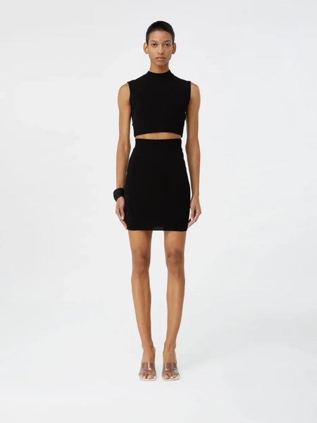 Mao Black – Mock Neck Knitted Bodycon Dress