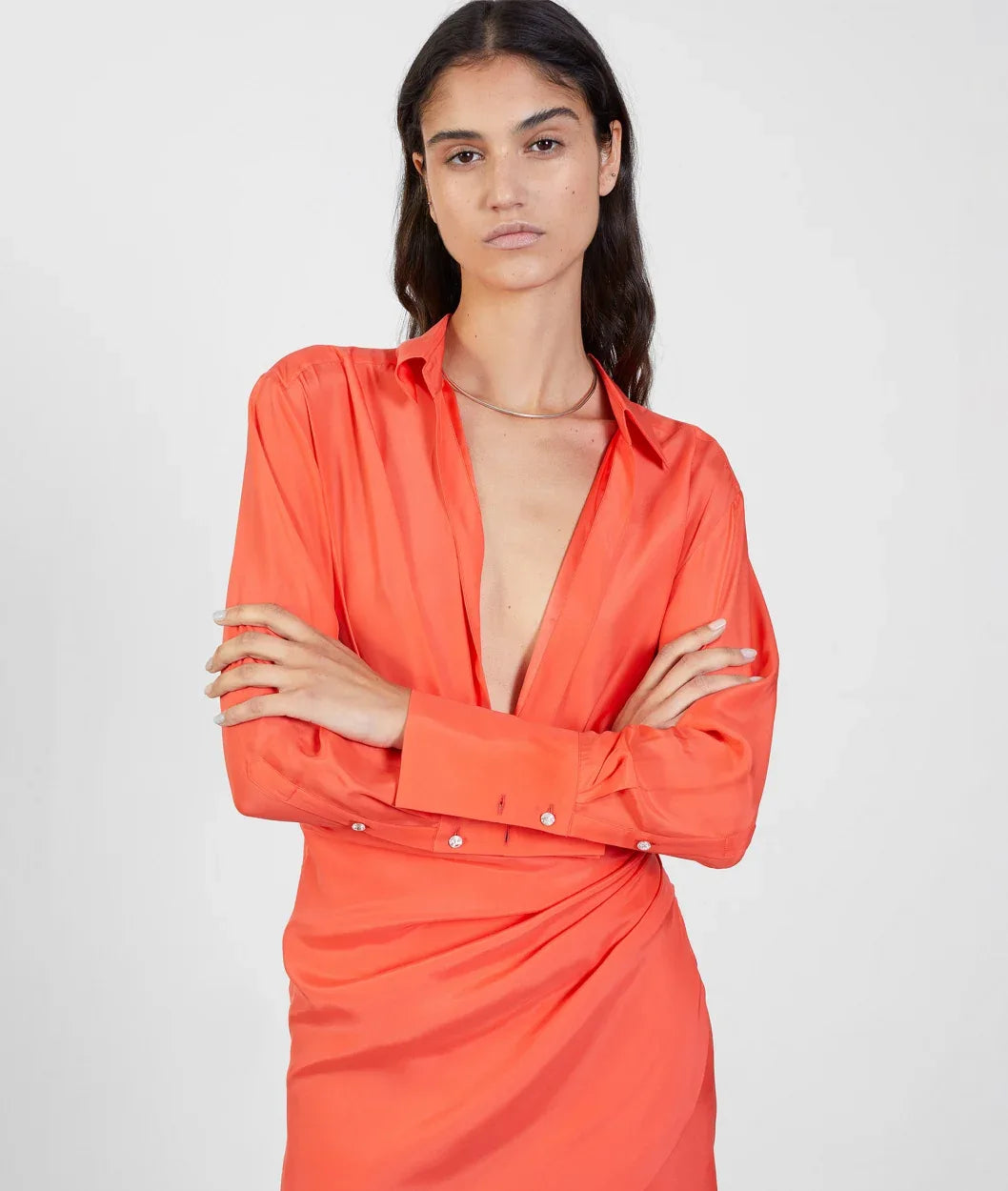 Gauge81 - Coral Silk Shirt Dress Gauge81 - Coral Silk Shirt Dress