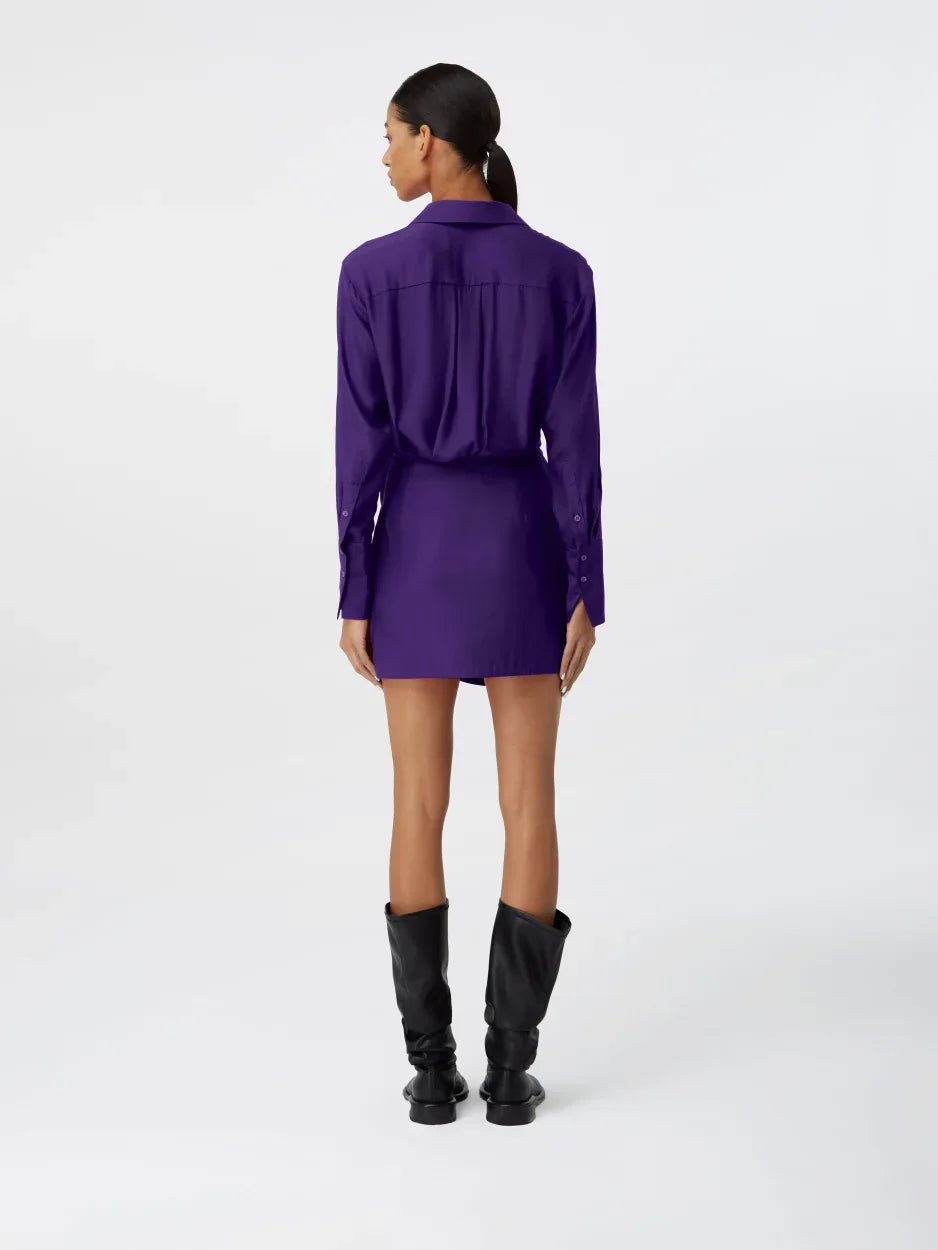 Naha Purple Silk Mini Shirt Dress | GAUGE81 Purple / 34 Naha Purple Silk Mini Shirt Dress | GAUGE81 Purple / 34