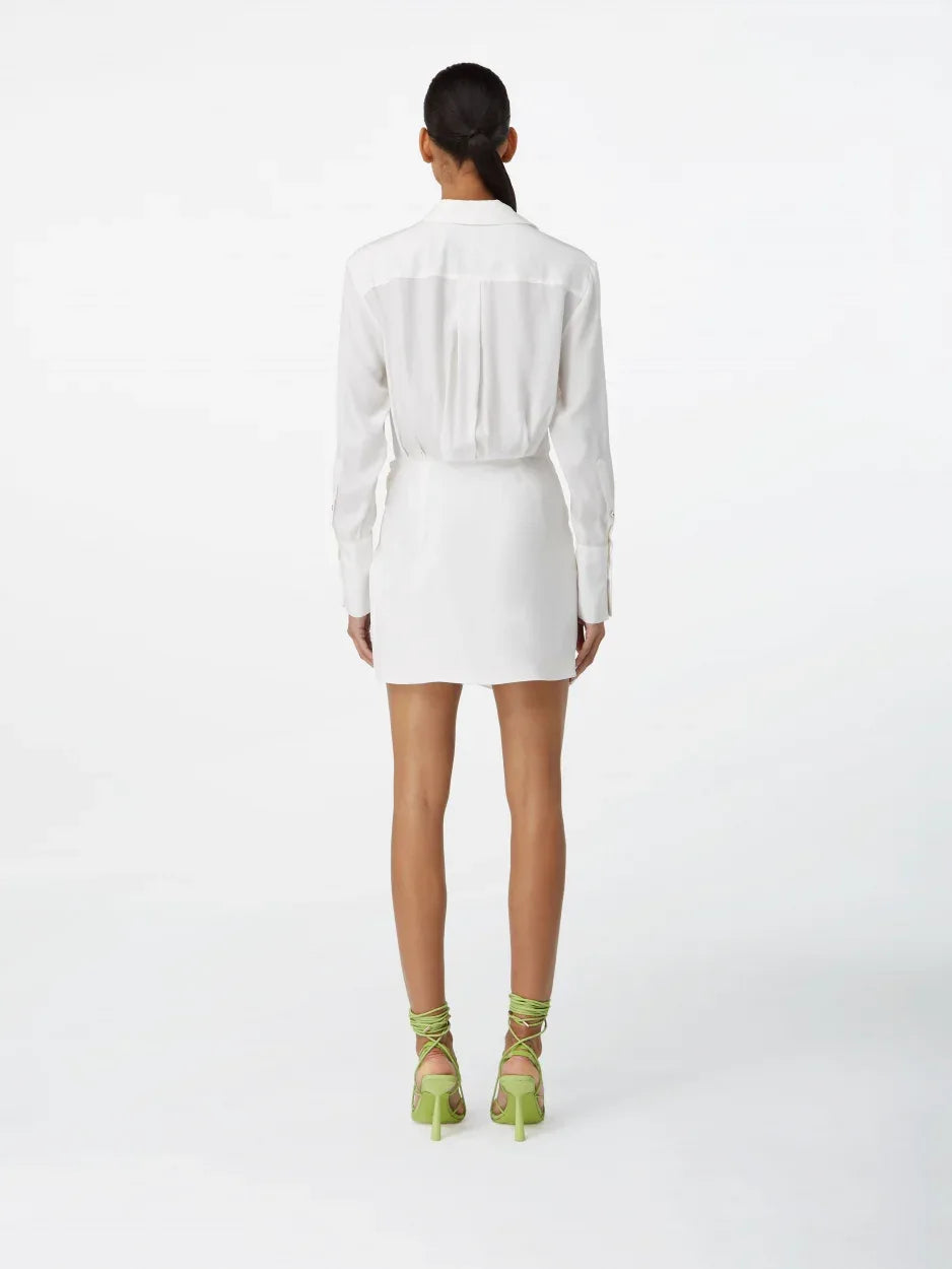 gauge81 mini dress Naha Linen Bright Green Linen Mini Dress