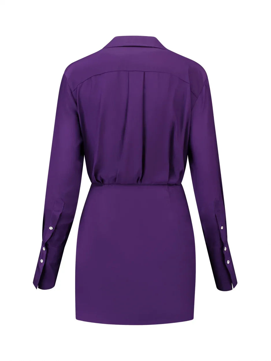 Naha Purple – Silk Mini Shirt Dress Naha Purple – Silk Mini Shirt Dress