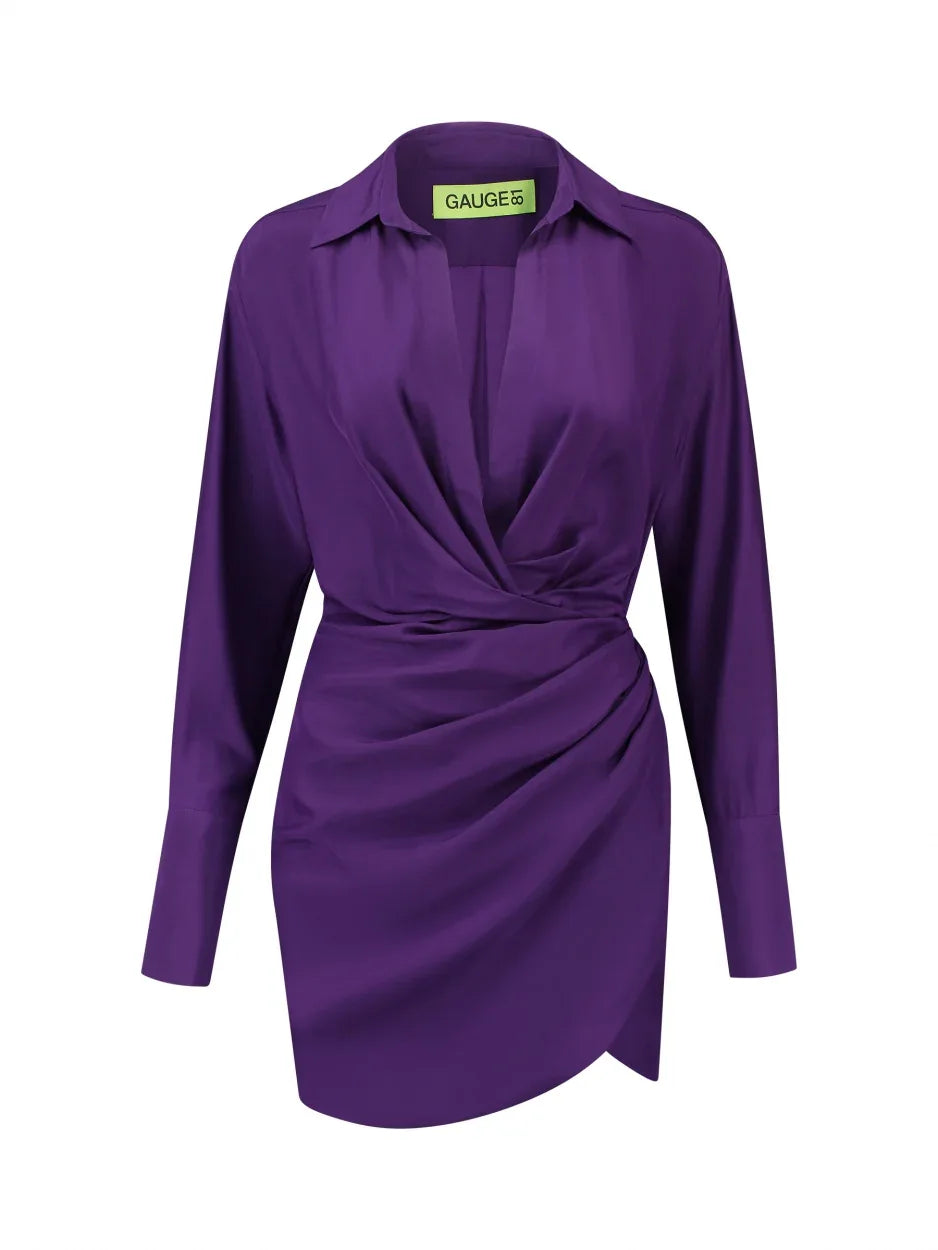 Naha Purple – Silk Mini Shirt Dress Naha Purple – Silk Mini Shirt Dress