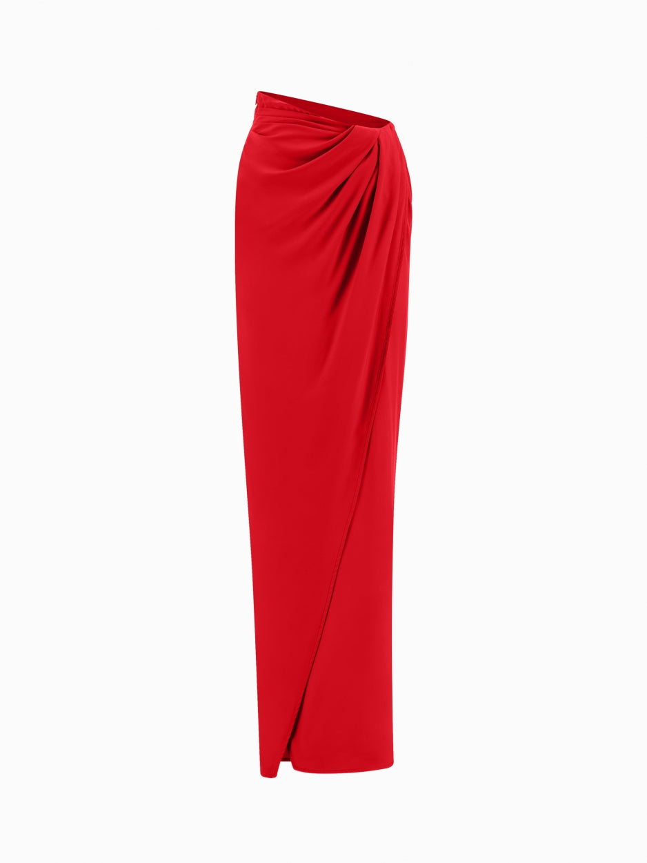 red long maxi skirt