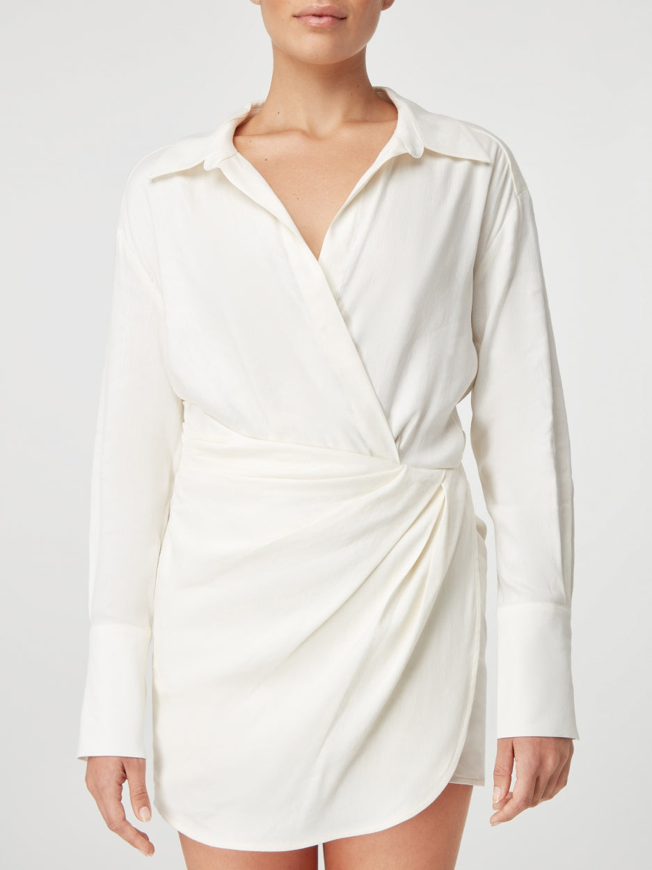 white linen mini dress