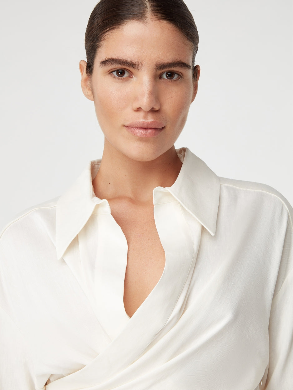 white linen wrap shirt female