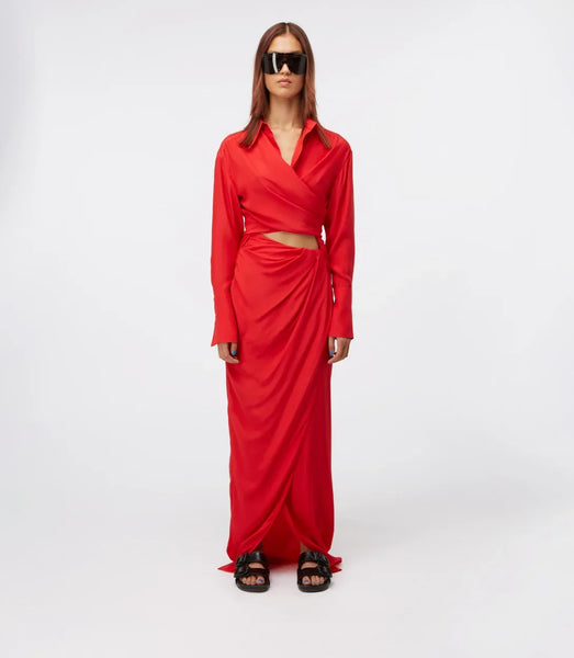 Sabinas Scarlet – Long Sleeve Silk Wrap Shirt | GAUGE81 – GAUGE81