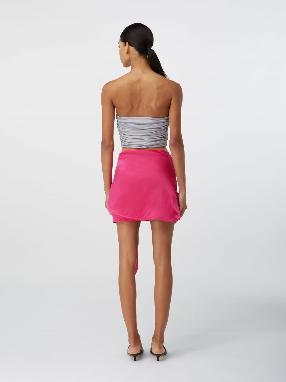 pink silk mini skirt