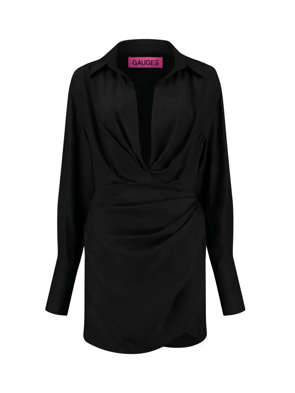 Naha Black Silk Mini Dress | GAUGE81 Black / 32 Naha Black Silk Mini Dress | GAUGE81 Black / 32