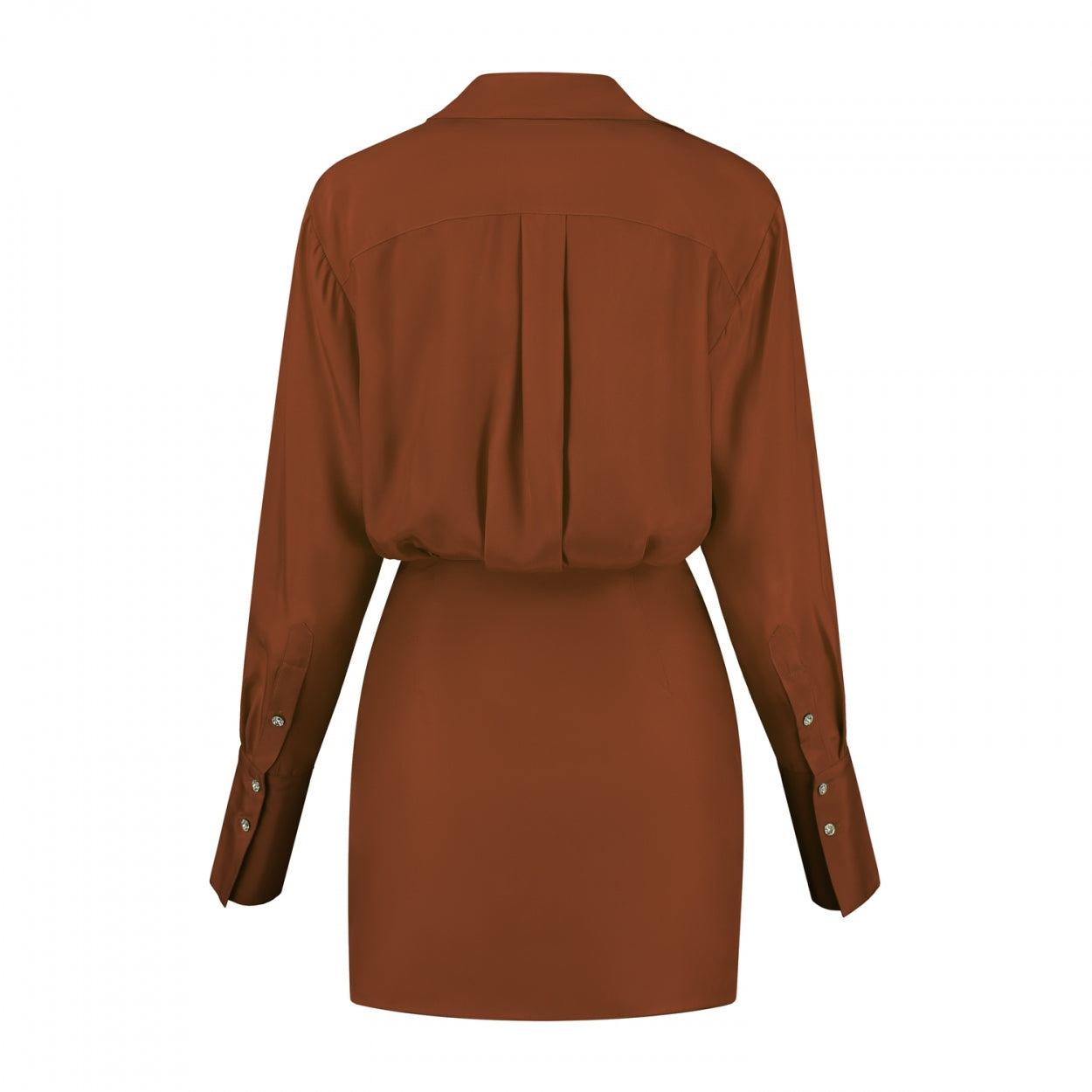 gauge81 shirt dress Naha Coral Silk Mini Shirt Dress